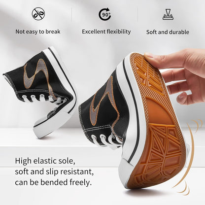 Women'S High Top Canvas Shoes Fashion Canvas Sneaker(Black Embroider.Us11)