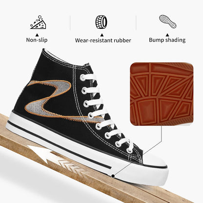 Women'S High Top Canvas Shoes Fashion Canvas Sneaker(Black Embroider.Us11)
